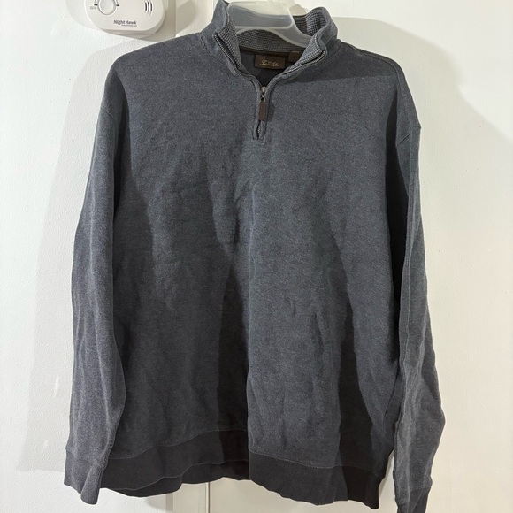 Tasso Elba Mens 100% Cotton Quarter Zip Gray Pullover Sweater Size XXL Casual - Picture 1 of 8